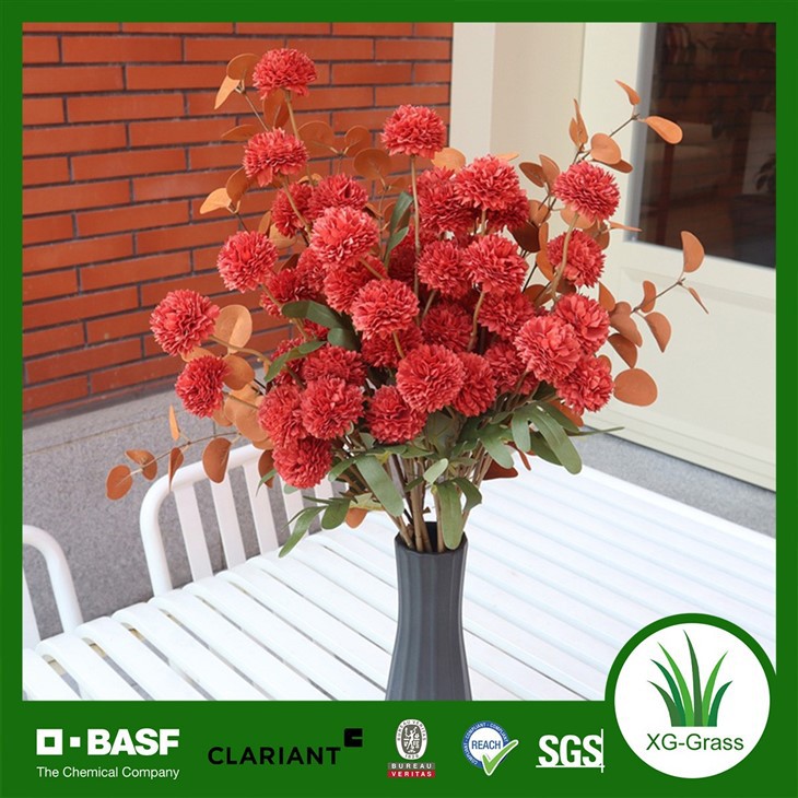Artificial Crimson Chrysanthemum Ball Flower Stem Set suppliers