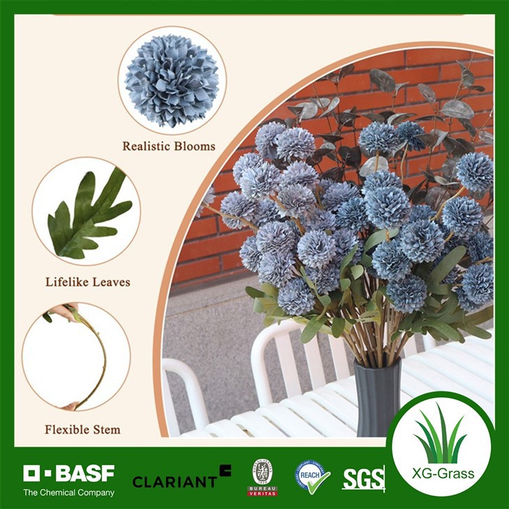 Dusty Blue Pompom Flower Stem Set factory